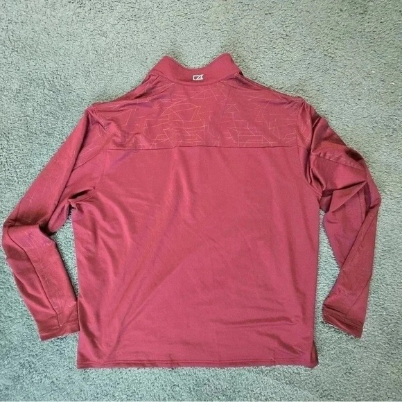 Cutter & Buck Men's XXL 1/2 Zip Pullover CB DryTec Burgundy Geo Long Sleeve NWT - Picture 9 of 10